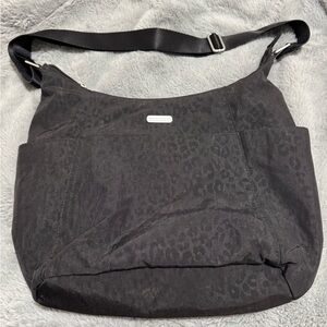 Baggallini Black Leopard Print Medium Size Hobo Bag